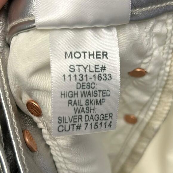 NWT Mother Silver Dagger High Waisted Rail Skimp Faux Leather Pants Womens 25 - Picture 13 of 13